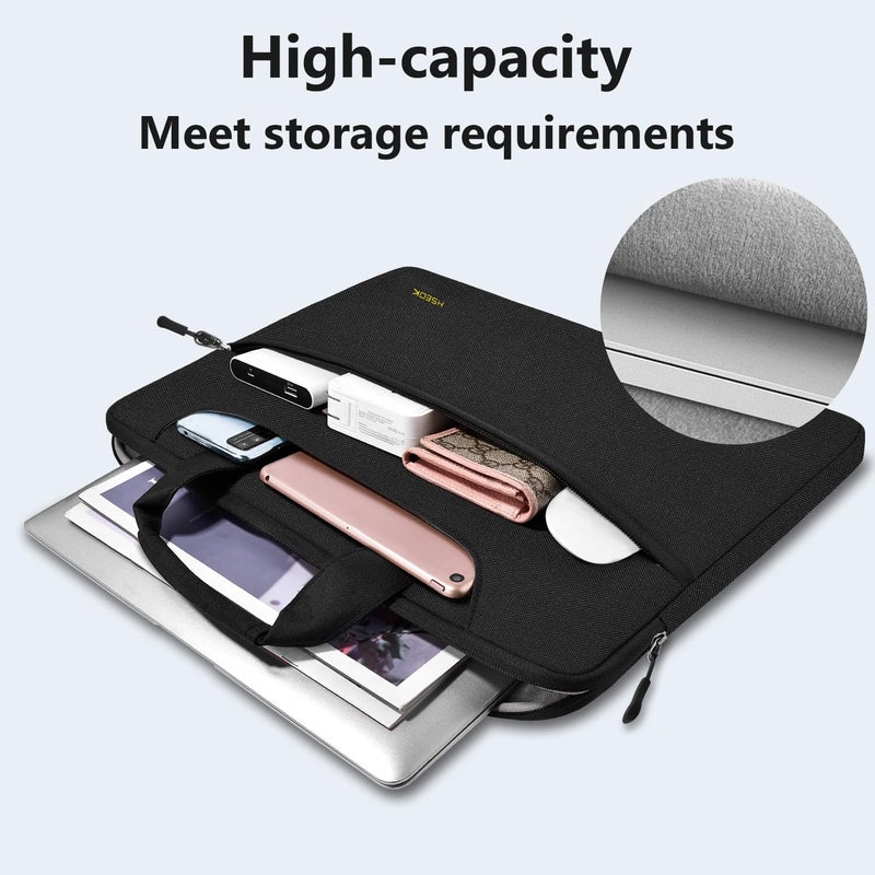 هسيوك حقيبة كتف للكمبيوتر المحمول Hseok مقاس 13 13.3 مقاس 14 بوصة متوافقة مع جهاز MacBook Pro 14 2023-2021 M1 M2 MacBook Air/pro 13-13.3 بوصة والأكثر شعبية 13-14 حقيبة كمبيوتر محمول مقاومة للانسكاب باللون الأسود - Image 5